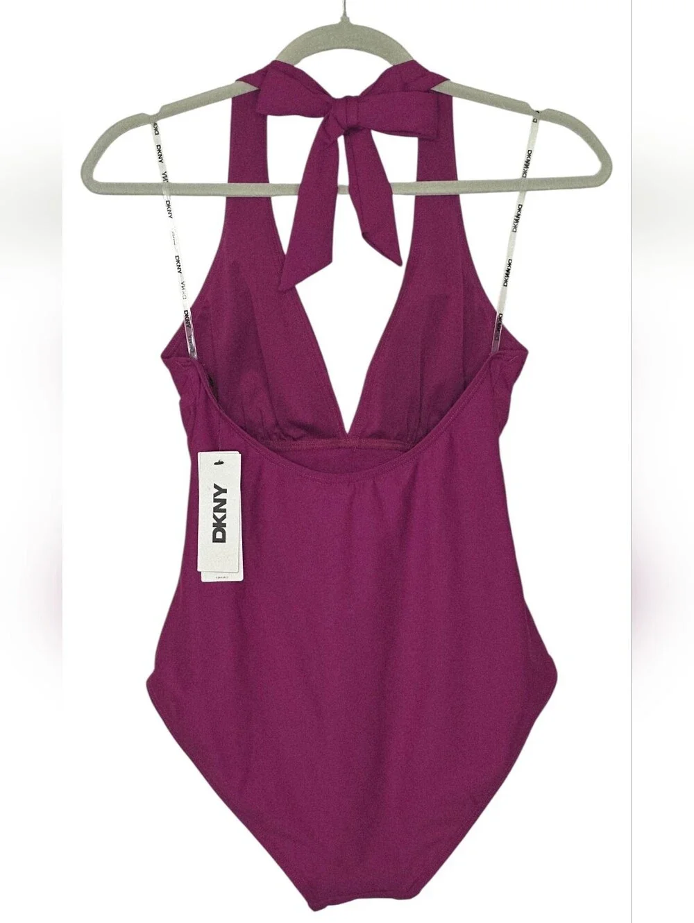Dkny Plum Plunge Halter One-Piece Swimsuit Size M